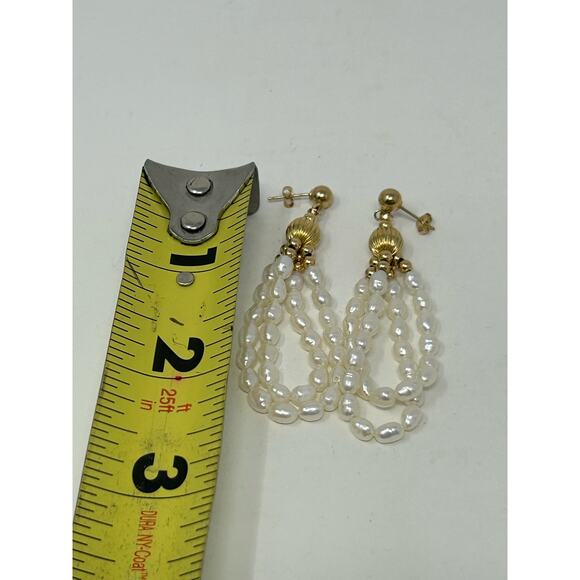 IPS 14K Gold Beads and Pearls Dangling Earrings - Picture 8 of 8